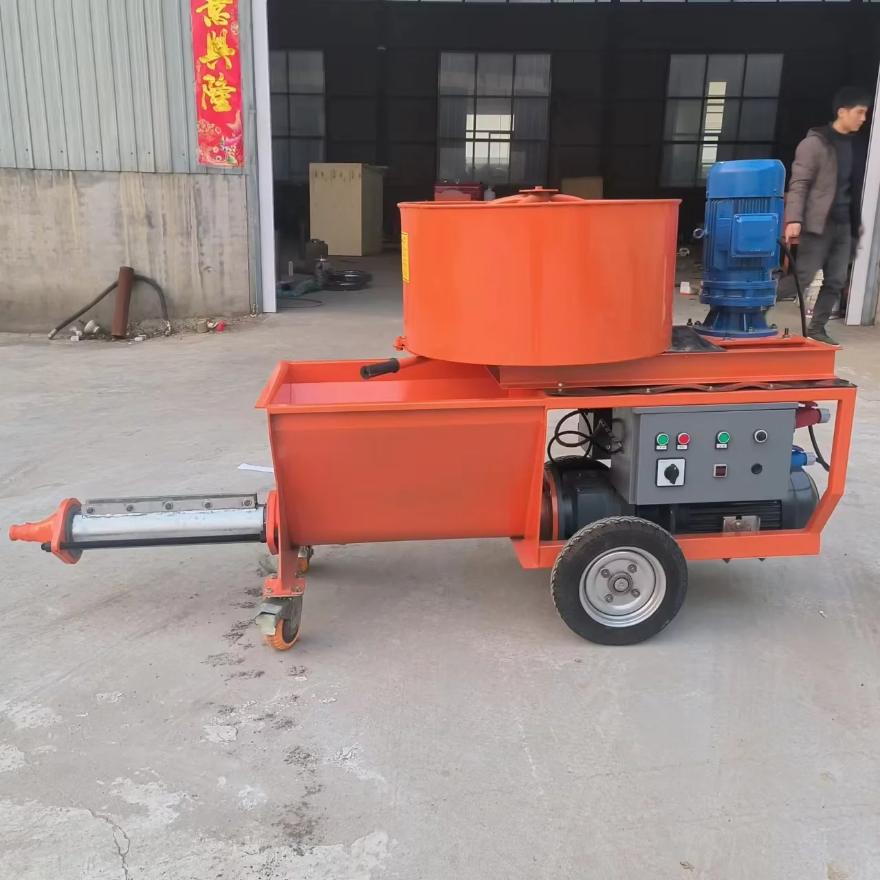Automatic Mixing Mortar Spraying Machine Cement Plaster Render Pump Integrated Mixing Tank Wall Spraying Machinery