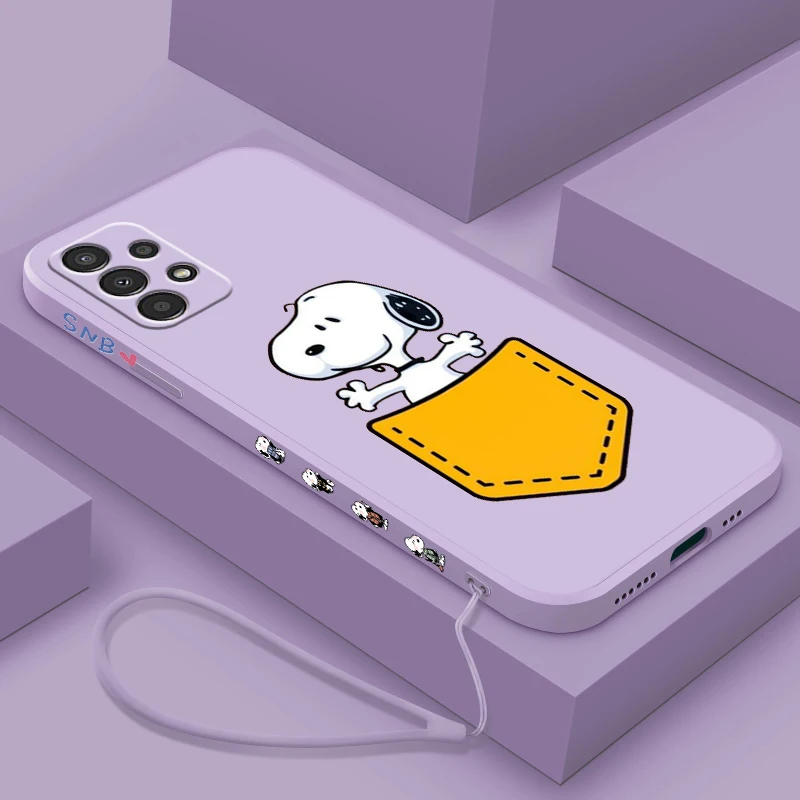 Big Head S-snoopy Cartoon For Samsung A91 A81 A71 A51 A41 A31 A21S A11 A05 A04 A03S A02S A01 Liquid Left Rope Phone Case