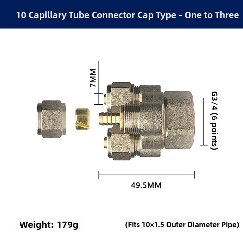 Copper Water Distributor Capillary Tube Connector Manifold Capillary Joint Even Heat Dissipation Underfloor Heating Adapter