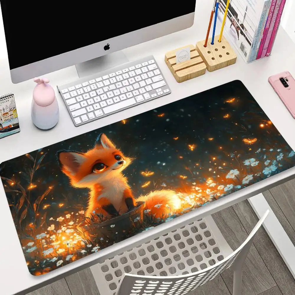 

Cute little fox gazing at the sky picture mouse pad computer mechanical keyboard pad carpet high-definition printing