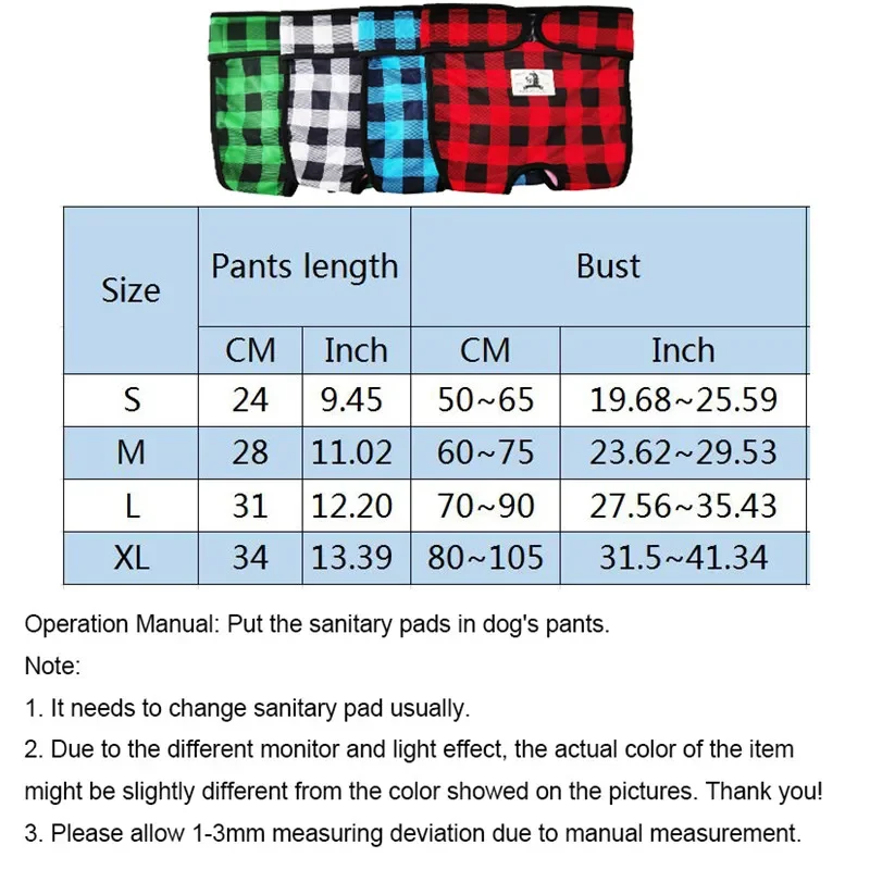 12-65kg Female Dog Plaid Dog Diaper Physiological Pants panties for dogs menstrual pants Pet Underwear Briefs For Dogs 2020
