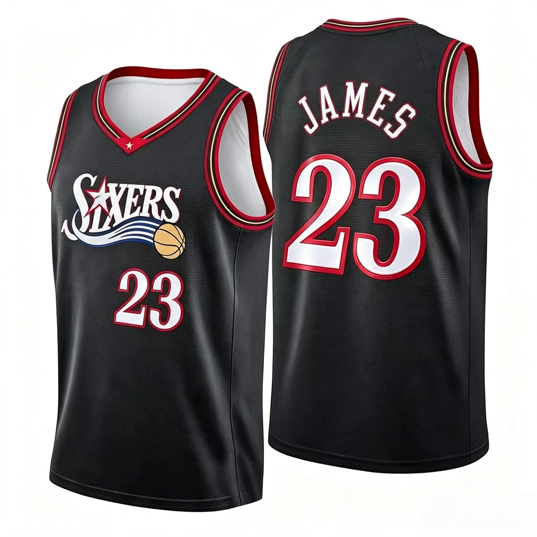 23 Basketballtrikot Philadelphia Ärmelloses Tanktop Schnelltrocknend Sport Streetwear Fan-Trainingsweste Weiß Blau Familien-Set