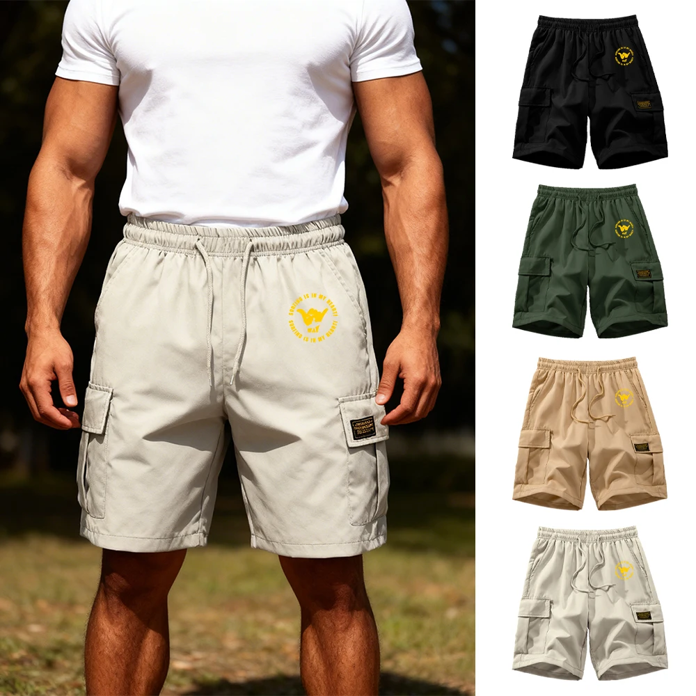 

Мужские шорты для фитнеса, повседневные шорты-карго с принтом и несколькими карманами, подходящие для повседневных поездок и занятий фитнесом