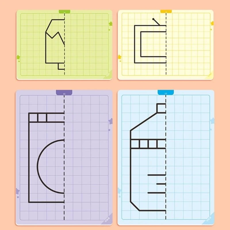 Kids Symmetrical Drawing Learning Set con tavolo da disegno grigliato e marcatori 77JC