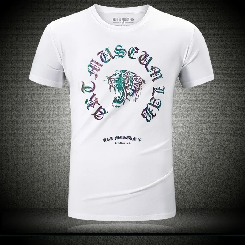 القطن المطبوعة قصيرة الأكمام تي شيرت رجالي المألوف الراقية الجولة الرقبة تنوعا عادية فضفاض كبير الحجم تي شيرتات رائع العصرية #4