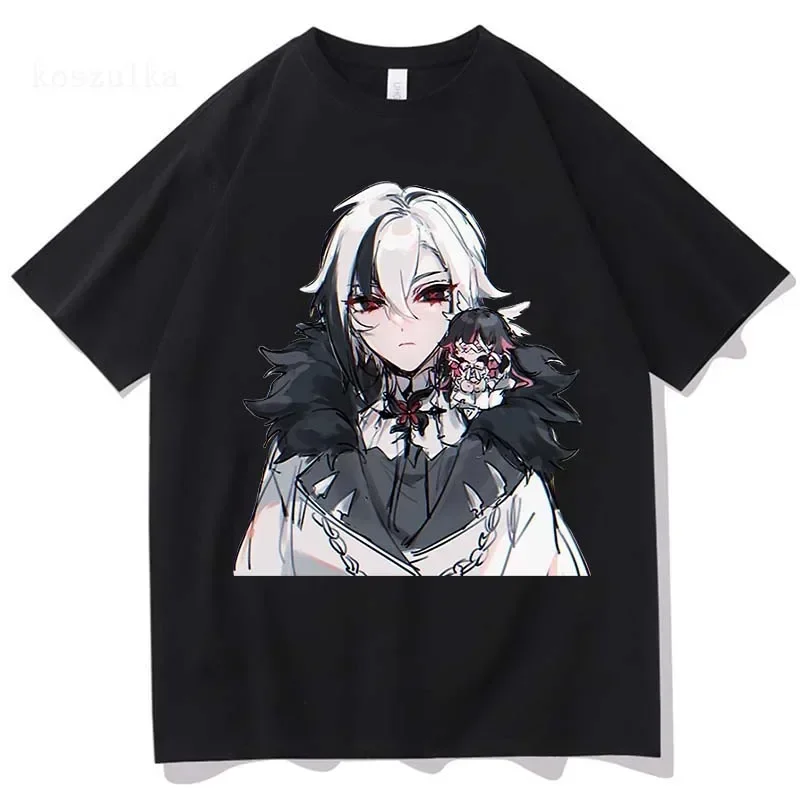 Genshin Impact Print Women T-shirt Vintage Funny Arlecchino Cartoon Short Sleeve T Shirt Harajuku Unisex Y2k Clothing Tops Tees