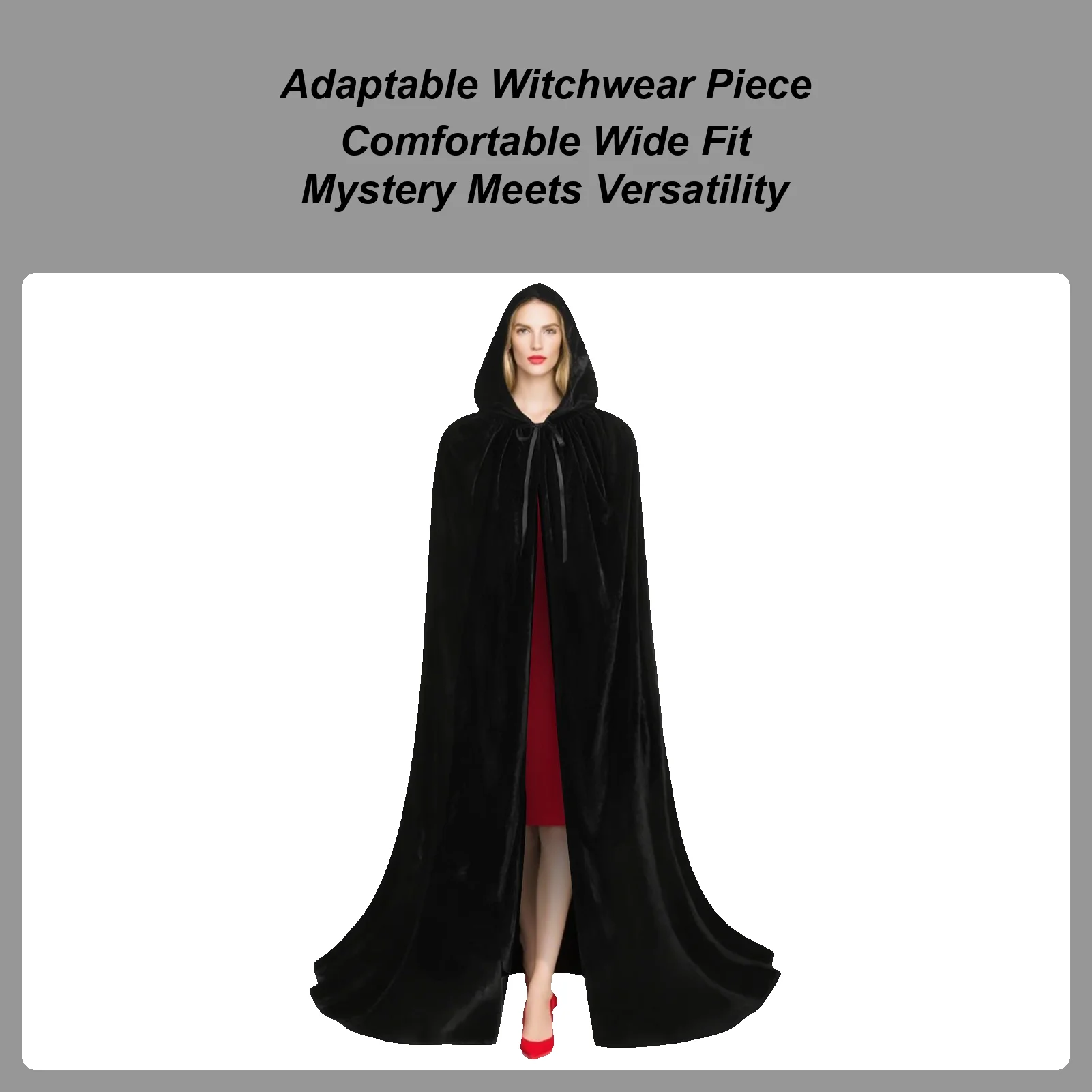 

Cloak with Hood 59inch Medieval Cape Vampire Witch Raven Cosplay Costume for Halloween Theater Festival Hunting Outdoor Stage