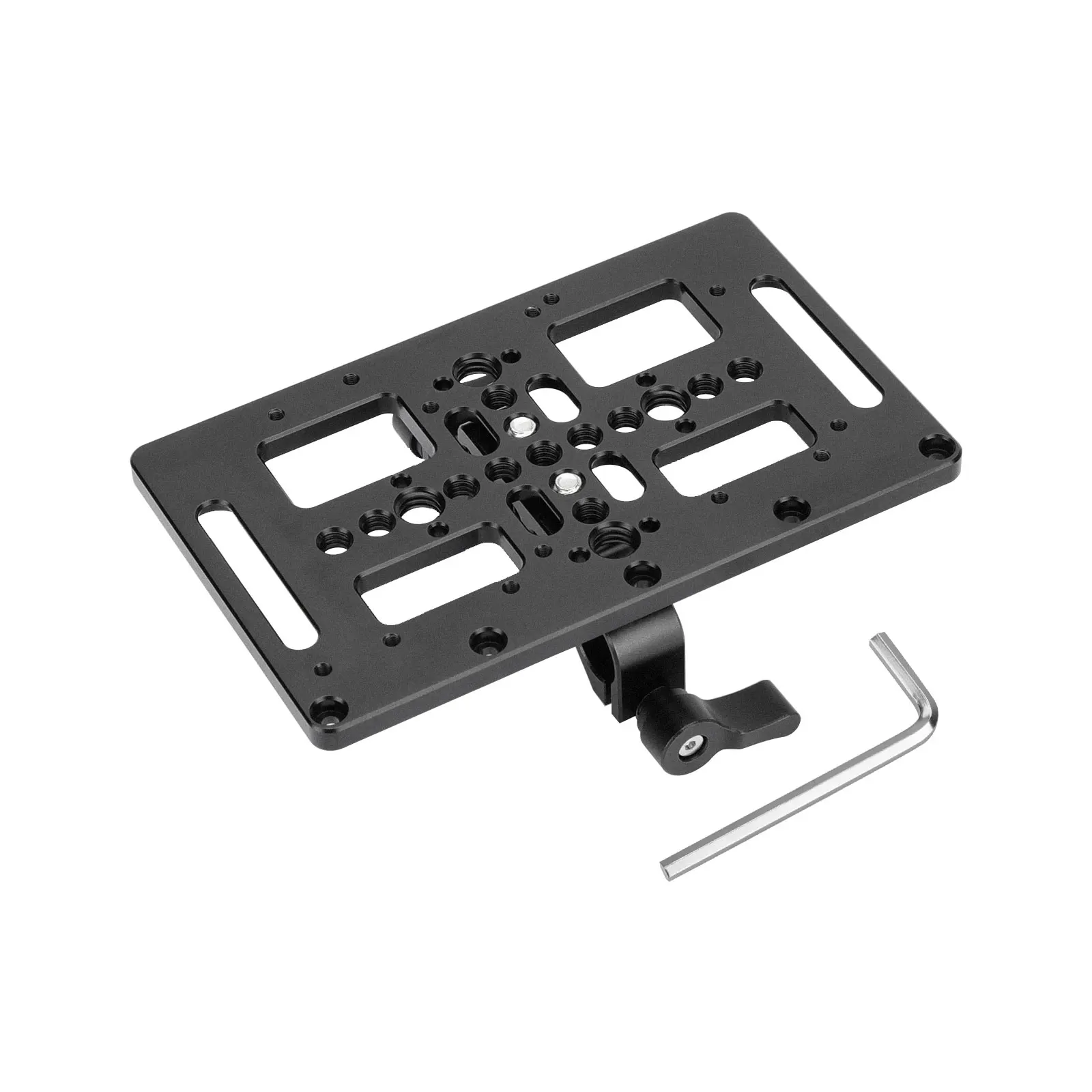 Kayulin 15mm Dual-port Railblock Clamp & Multi-purpose Cheese Plate Backboard Plate for For Dslr V Lock Mount Power Splitter