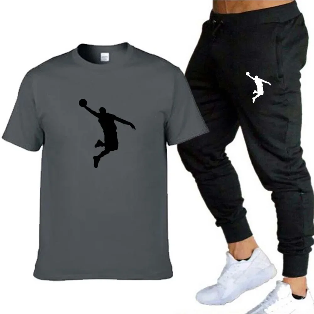 Men Short Sleeve T Shirt+Trousers Set Full Men\'s Tracksuit for Men Clothes Designer Clothes Pants Men\'s Summer Suit Running Sets