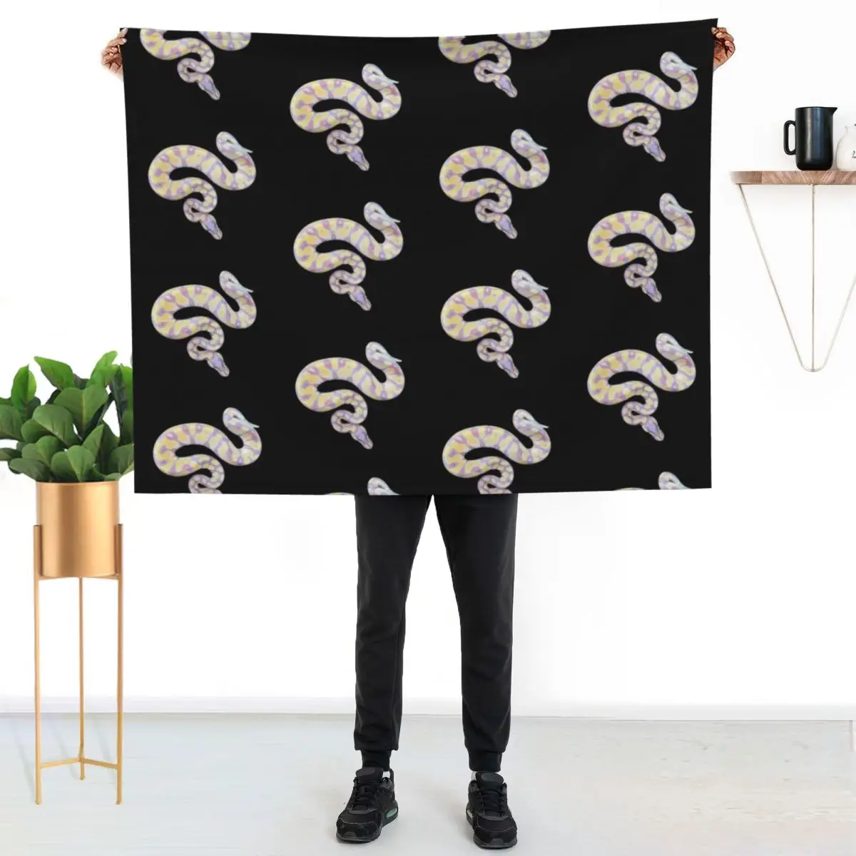 Ball Python- Banana Beauty- Snake Throw Blanket Plush Fuzzy Cozy Blanket for Couch Sofa