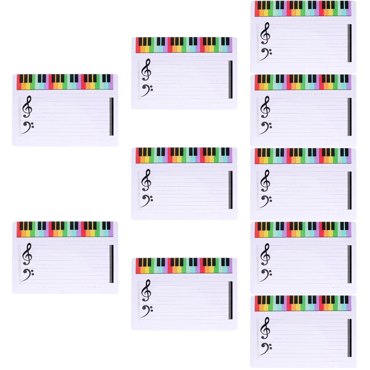 

Set of 10 Exercise Board Key Erasable Note Whiteboard Flash Reusable Stave Staff Plastic Notation Tool Student Music Teaching