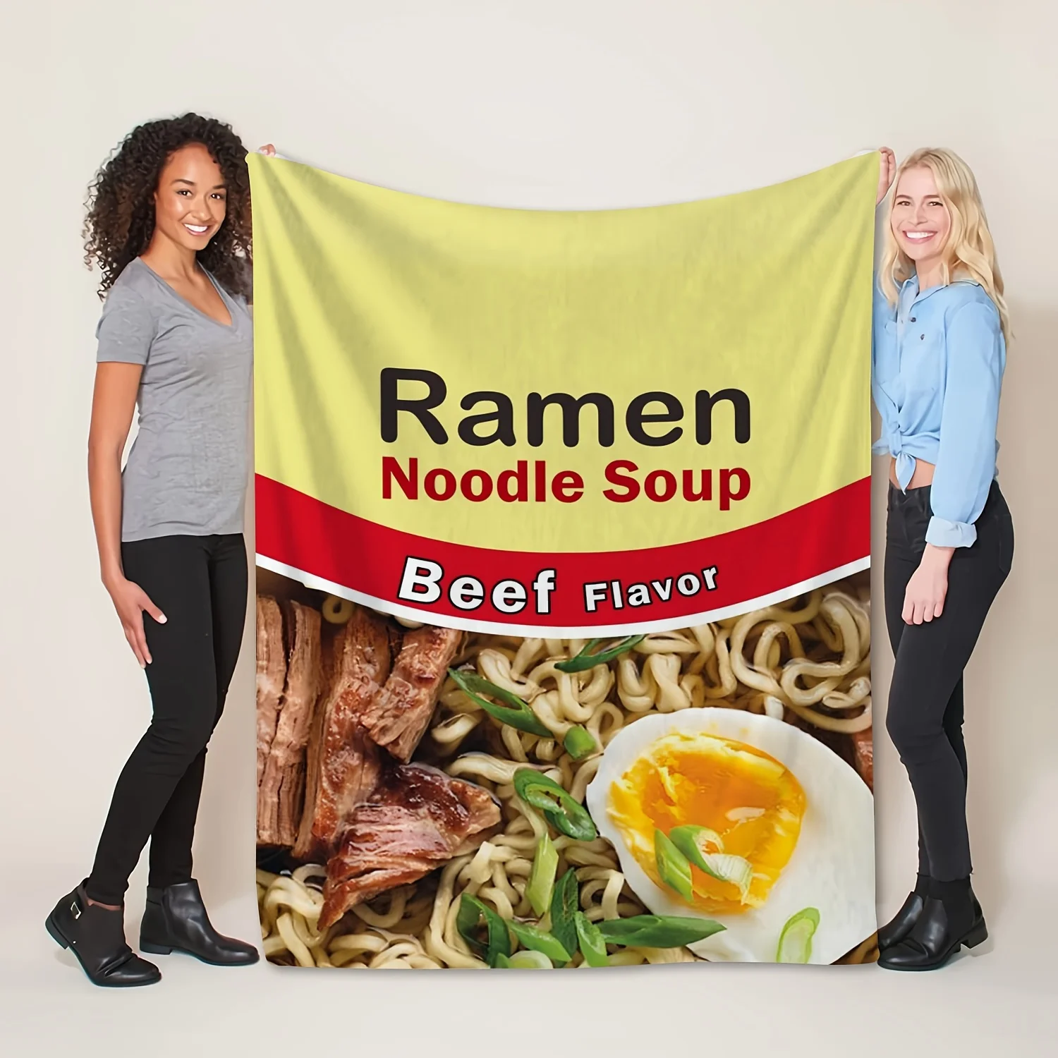 1 Manta de Franela con Estampado Divertido de Sopa de Carne de Res, Suave y Cálida para Sofá, Cama, Oficina, Camping, Viajes, Regalo Multiusos
