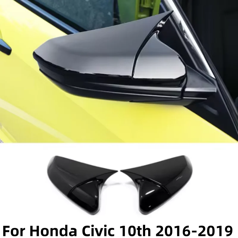 

For Honda Civic 10th 2016 2017 18 2019 Car Rearview Side Door turning Mirror Rain Eyebrow frame trim Cover ABS carbon fiber 2pcs