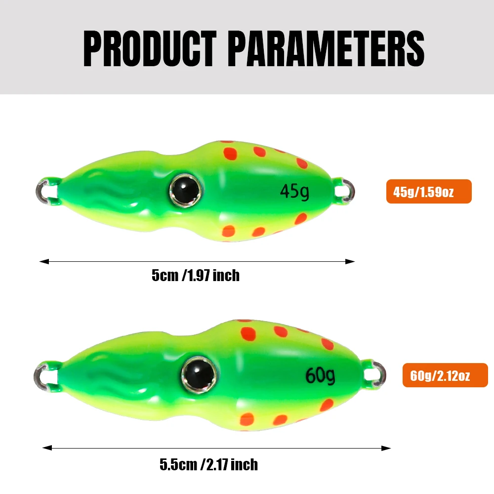 JIGGINGPRO Gourd Slider Jig 45g 60g Metal Jigs Slow Jig Head With Skirt Saltwater Lureluminous Jigging Lure Snapper Grouper