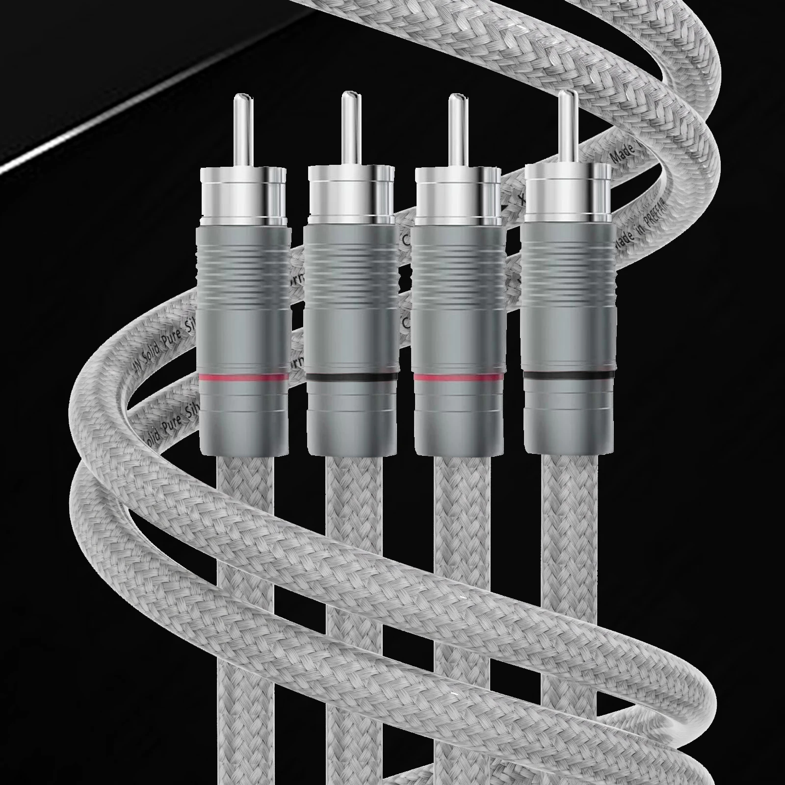 Pair 18AWG Solid PSS Pure Silver rca cable  4N Pure Sliver RCA Audio Interconnect Cable Core RCA Male to 2 RCA male Audio stereo