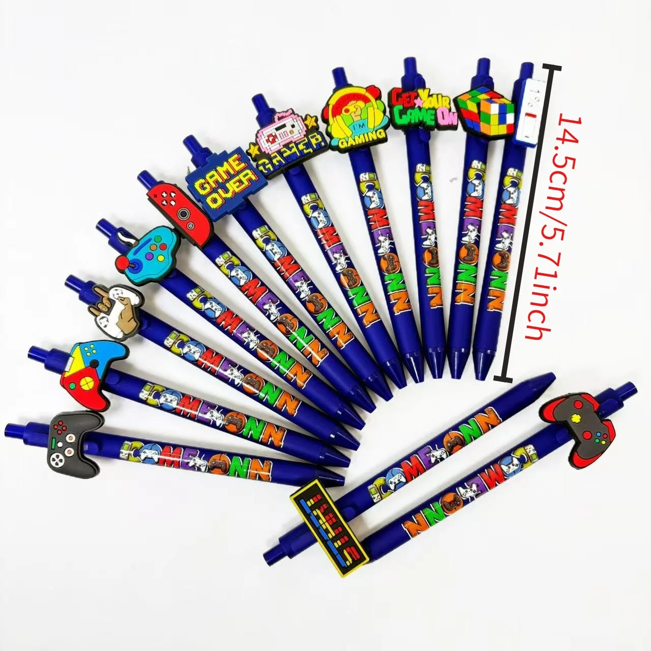 13pcs/25pcs Creative Game Console Theme Ballpoint Pens “Come On” Printed Ballpoint Pens Student Writing Gift Pens