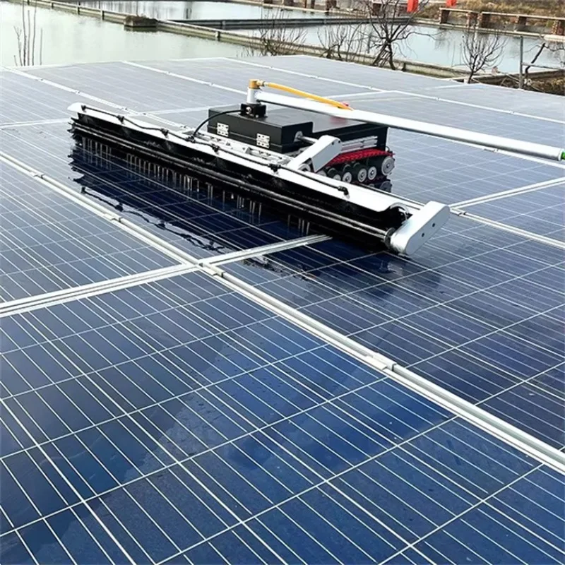 Crawler Type Solar Panel Cleaning Machine Rotary Brush Solar Panel Cleaning Brush