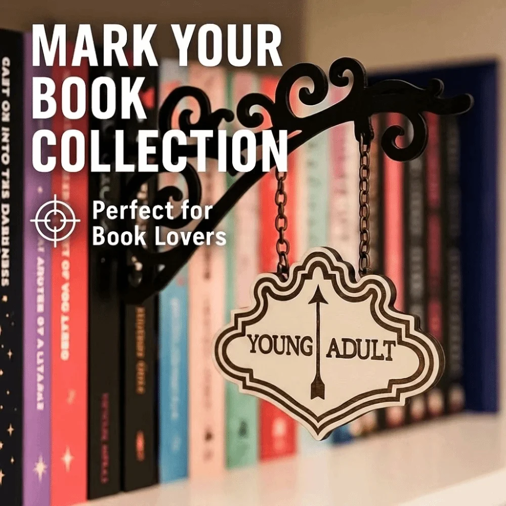 Creative Design Book Nook Sign Wood Metal Material Lightweight Hanging Sign Multi-Purpose Easy Install Shelf Organizer