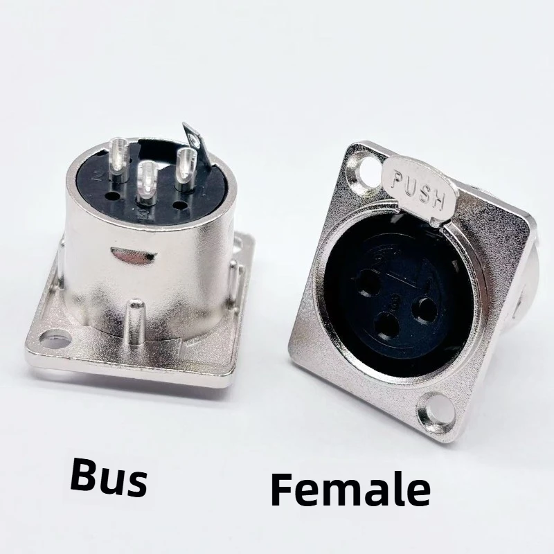 Metal square three-core balanced Canon male and female head XLR audio microphone panel installation Canon male and female socket