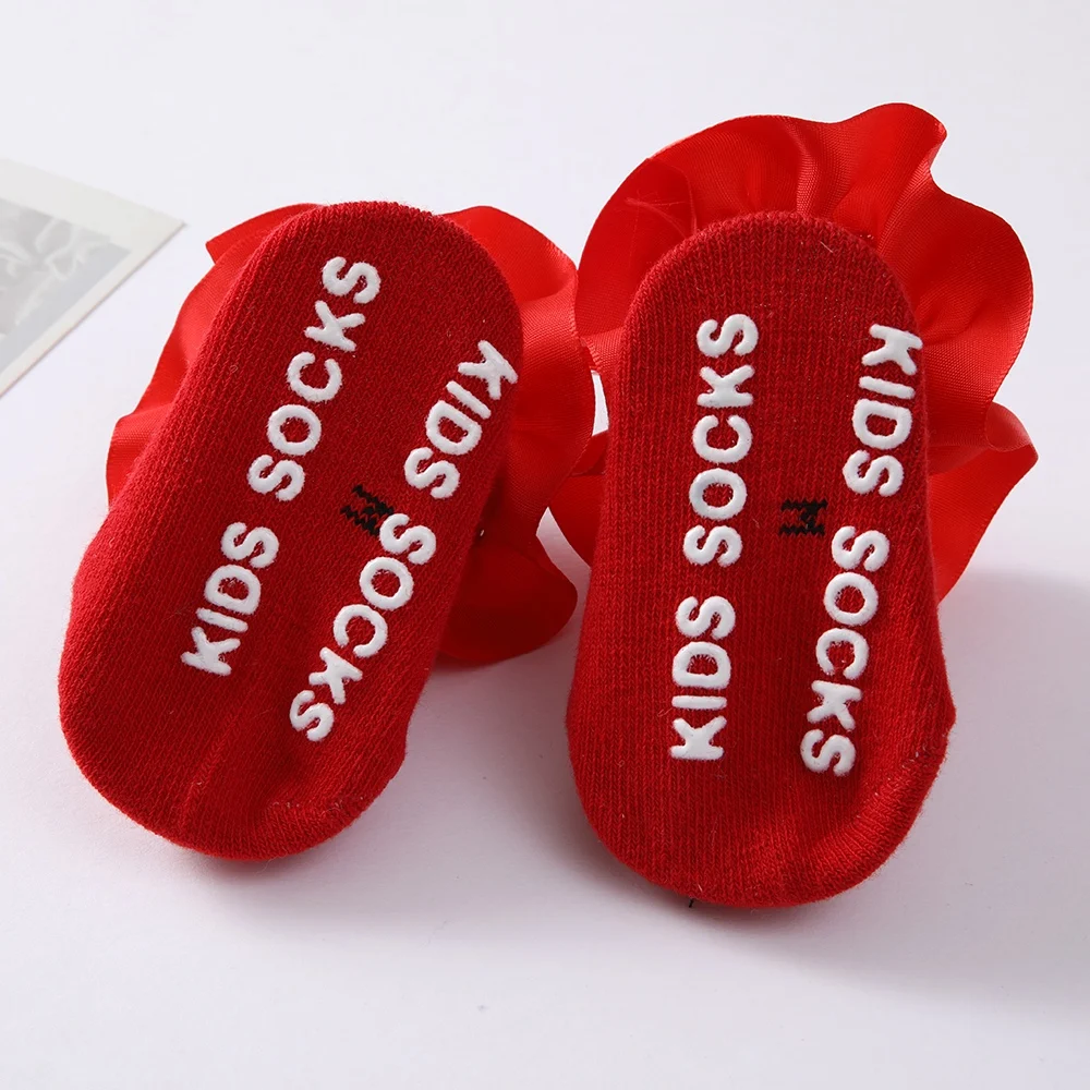 Calzini per bambini estate primavera pizzo volant calzini in maglia di cotone pettinato principessa ragazze neonato bambino calzini corti da pavimento per interni 0-12M