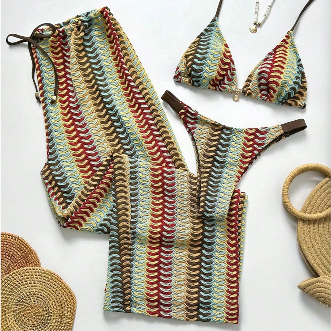 Sexy Halter Bikini Set with Pants Women Swimsuit Brazilian Bathing Suit Triangle Top Swimwear Female Swimming Suit Beachwear