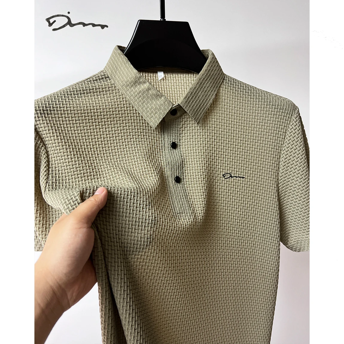 

Новинка, Мужская футболка с коротким рукавом и вышивкой надписью из ледяного шелка, впитывающие пот тонкие мягкие топы, лето 2024