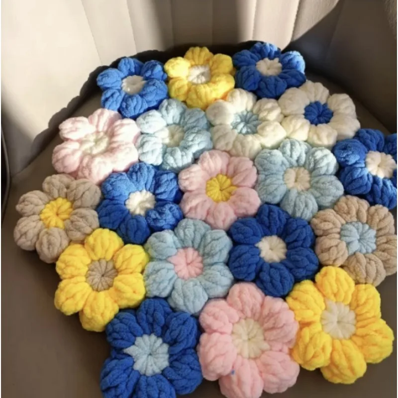 

Ice bar puff flower seat cushion material package, finished hand knitting, special crochet needle to give away