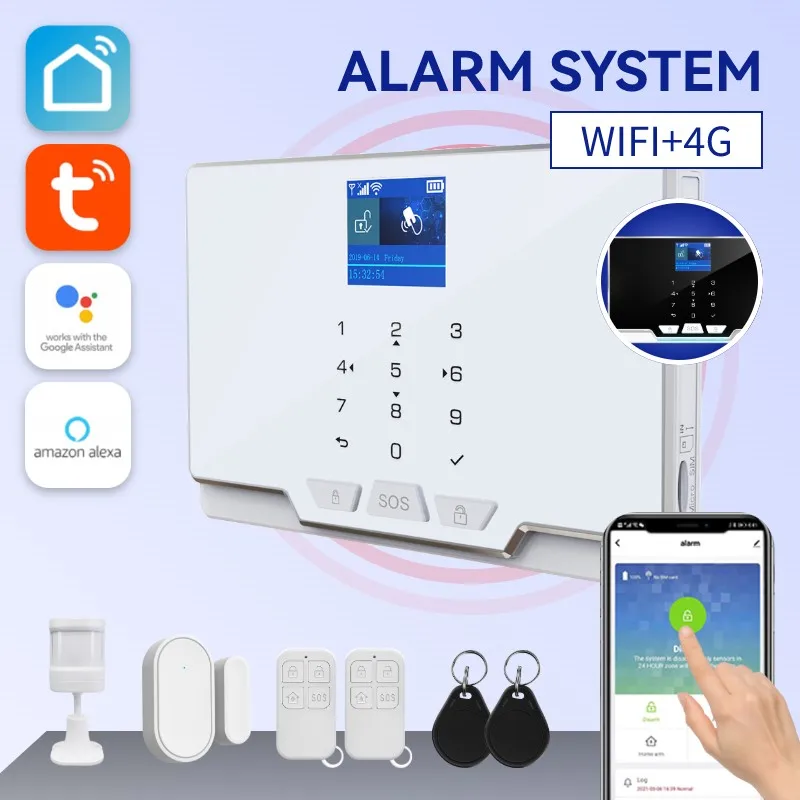 

Wireless Home Alarm System 4g WiFi With Motion Sensor Detector Burglar Alarm For Tuya SmartLife APP Garden Home Alarm g24