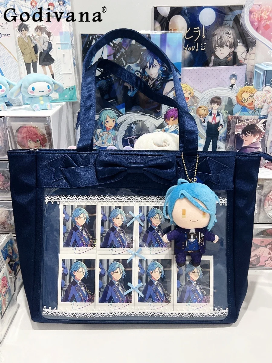 

Japanese Original Lolita Cute Girl Pain Bag Large Capacity Satin Daily Casual Commuting Sweet Bow Crossbody Bag