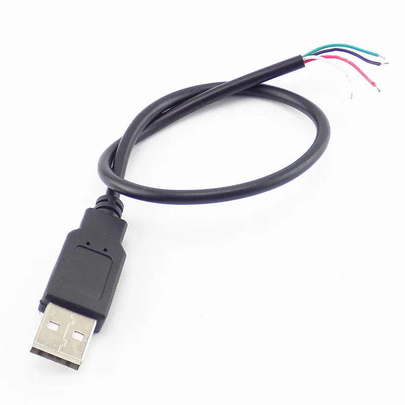 0.3m/1m/2m 4 Pin 5V Micro USB 2.0 Male Jack Cable 4 Wire Data Power Adapter Wires Charging Extension Cable Cord DIY Connector E2