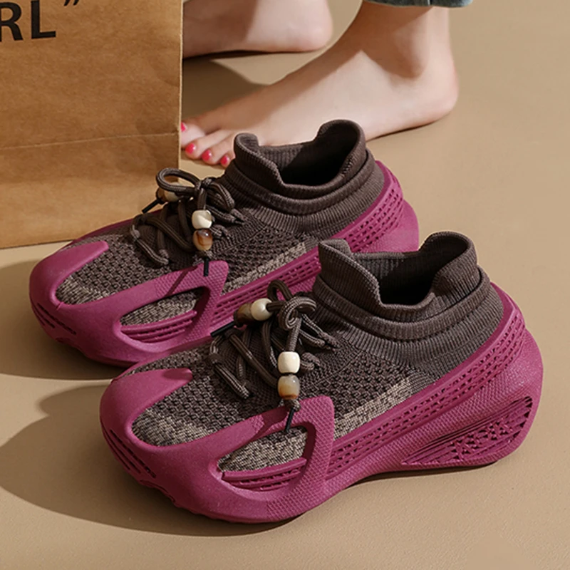 

Women Platform Sneakers Casual Sports Shoes Lace Up Breathable Shoes High Quality Outdoor Running Tennis Sneakers Footwear 36-41