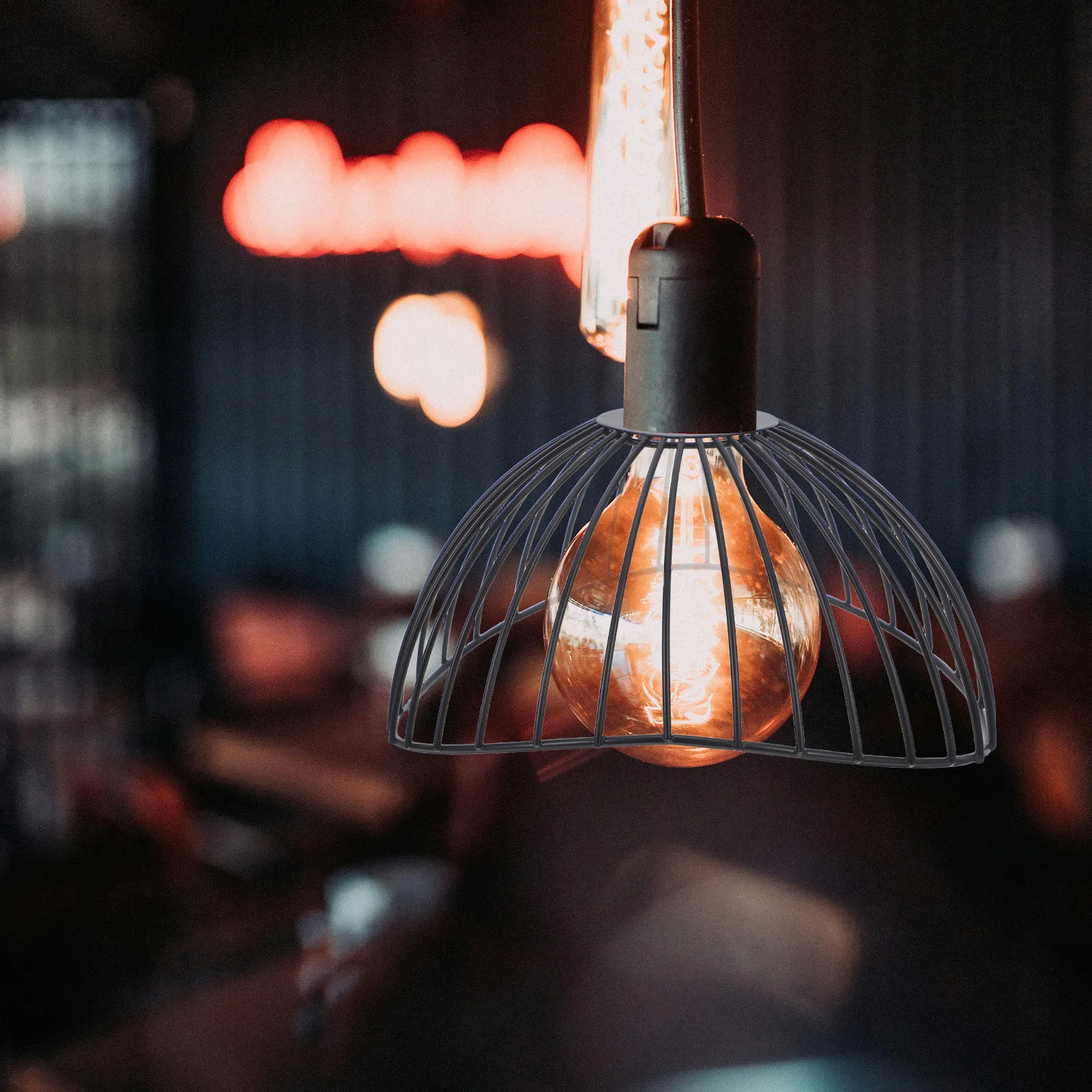 Vintage Industrial Floor Lampshade Metal Cage Retro Bulb Dimmable Standing Light for Living Room Bedroom Metal Wire Lampshade