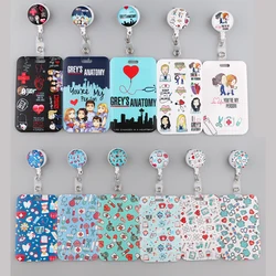YQ1063 Grey's Anatomy Keychain Easy Retractable Nurse Dentist Badge Reel Clip Cartoon Doctor Student IC ID Card Badge Holder