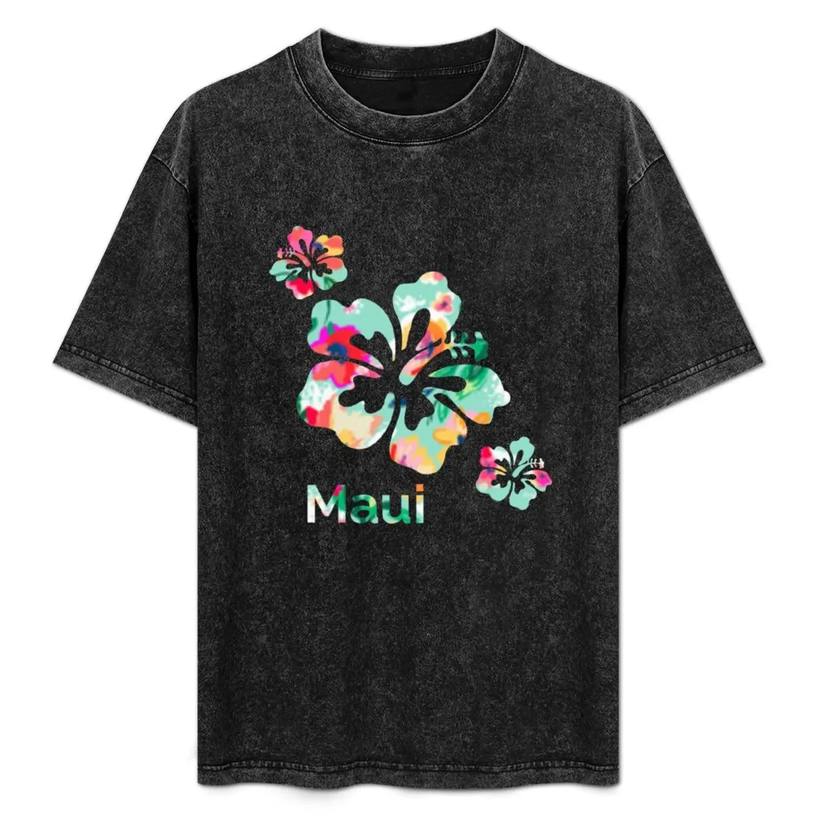 Maui Hawaiian Islands Hibiscus flowers T-Shirt Comfortable Basic Crew Neck Tee