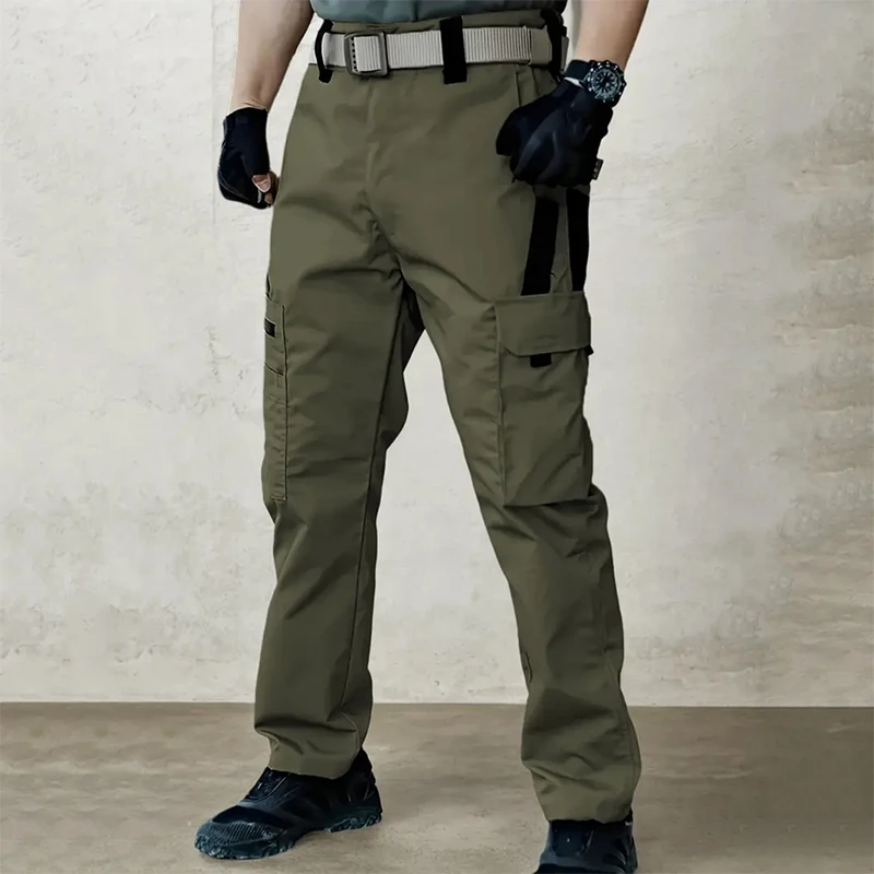 2025 السراويل التكتيكية في الهواء الطلق رجالي مدينة العمل البضائع السراويل الربيع الصيف مقاوم للماء متعددة جيب السراويل المشي لمسافات طويلة التدريب وزرة