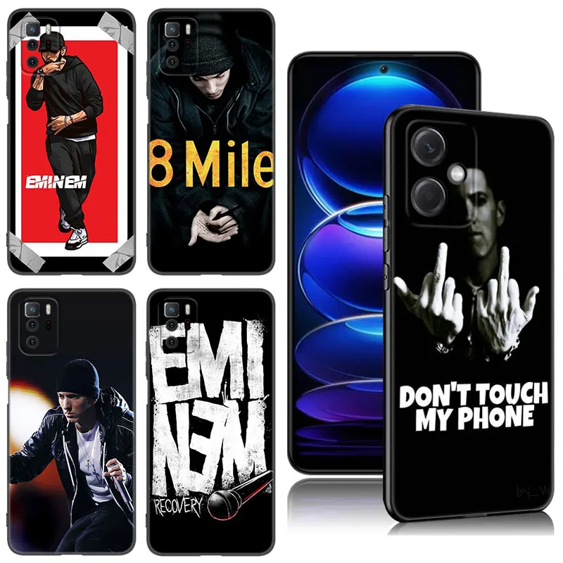 Rapper Eminem Black Silicone Phone Case For Xiaomi Redmi Note 10 11 11S 12 13 4G 8 9 11T Pro 5G Plus 8T 9S 10S 12S