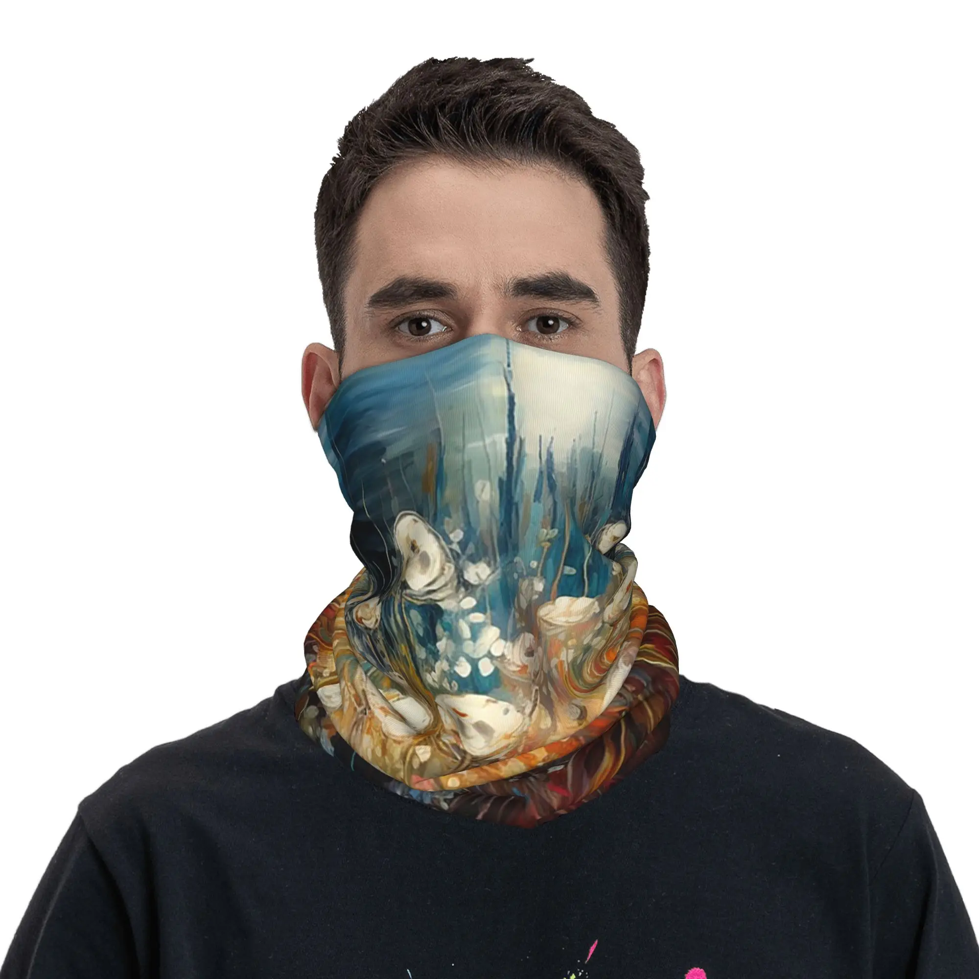 Oil Painting Beautiful garden flowers Bandana Neck Cover Printed Wrap Scarf Multifunction Balaclava Riding Unisex Adult
