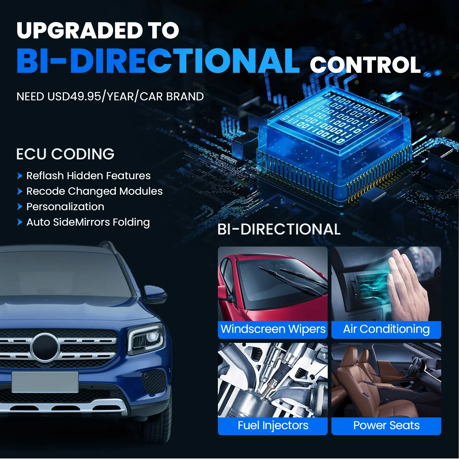 MUCAR VO6 Professional Car Diagnostics Tools Full System 28 Reset ECU Coding Bidirectional Test Erase Error Code OBD2 Scanner