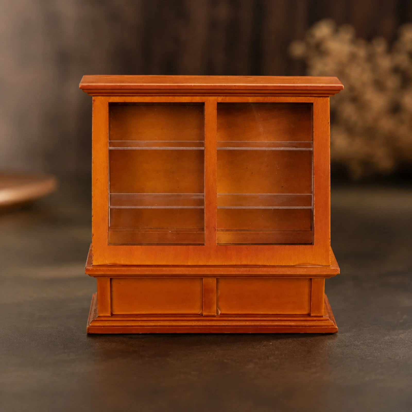Miniature Dessert Display Cabinet Decorative Miniature Display Cabinet with Interior Shelves Furniture 1:12 Scale Shelf-Ready view 6