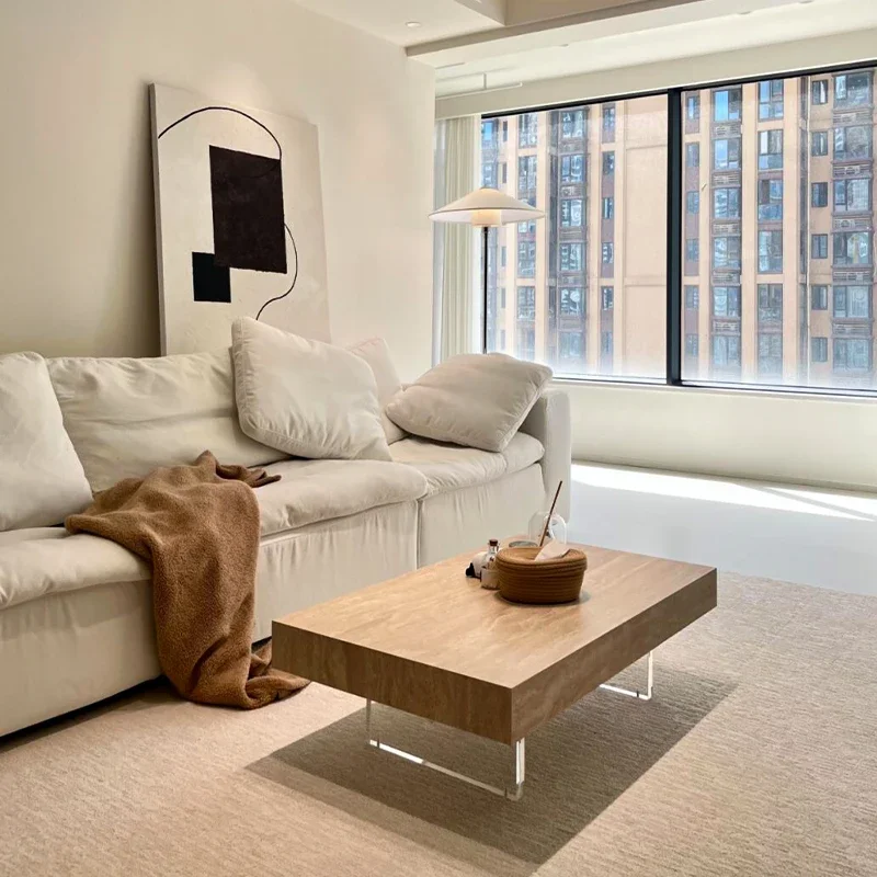 

-Modern Minimalist Square Coffee Table Luxury FRP Design Small Apartment Living Room Coffee Table