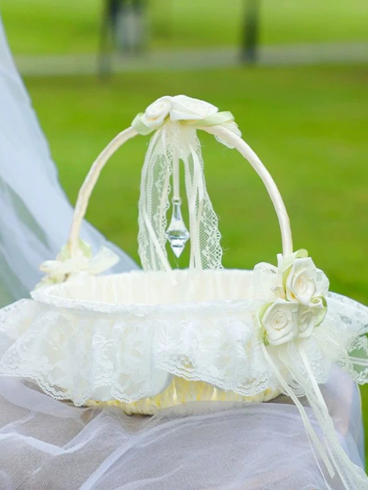 Grande tamanho casamento flor menina cestas, fada pingente de cristal, pétala confete, doces suprimentos do partido, cesta de frutas, decoração para casa