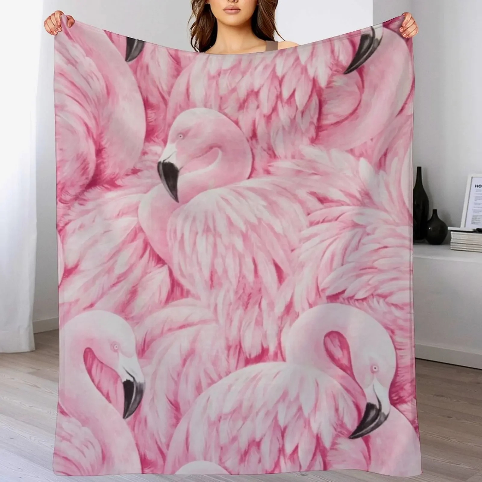 

New Flamingos Throw Blanket Soft Plush Plaid Flannel Fabric Winter beds Blankets