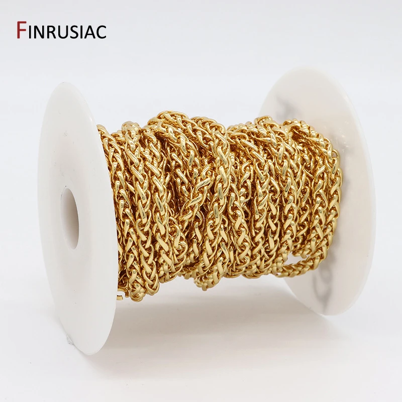 Fashion 14K Gold Plated 5mm Stainless Steel Twist Braided Chain For Necklace Making Supplies,DIY Jewelry Accessories
