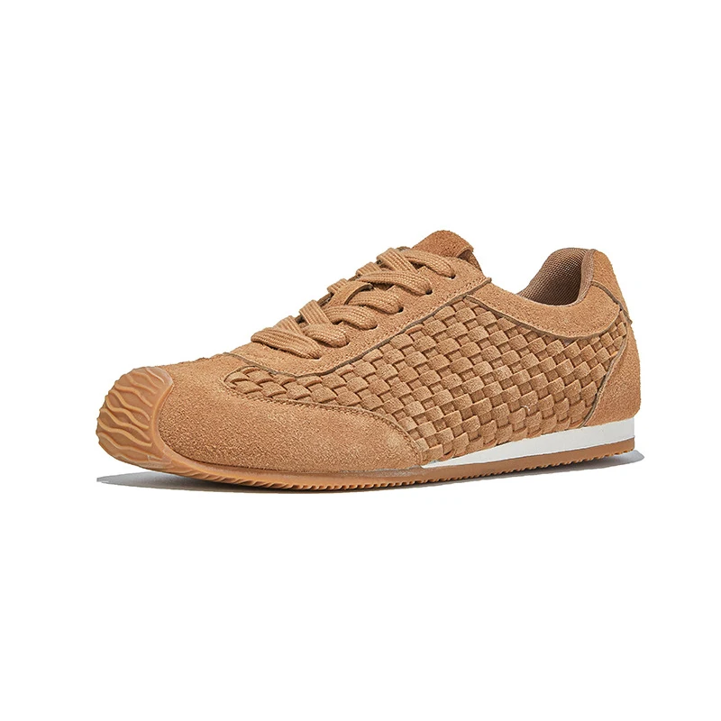

Women Sneakers 2025 Woven Leather German Trainer Shoes Flat Forrest Gump Style Casual Running Shoes Fashion Footwear for Women