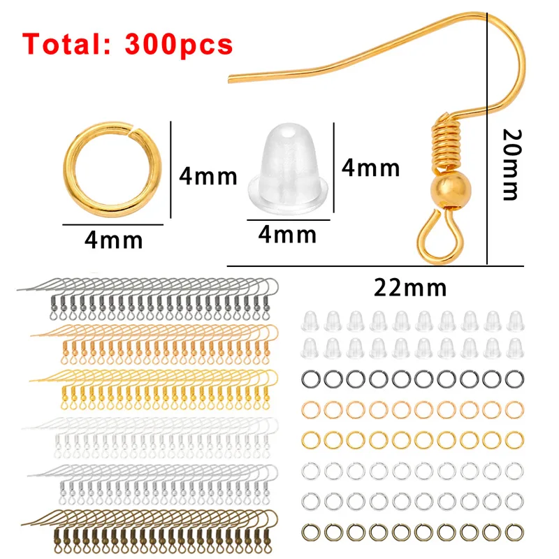 300pcs Ear Hook Single Loop Earplug for Jewelry Making DIY Handmade Earrings Ear Drops Ear Accessories