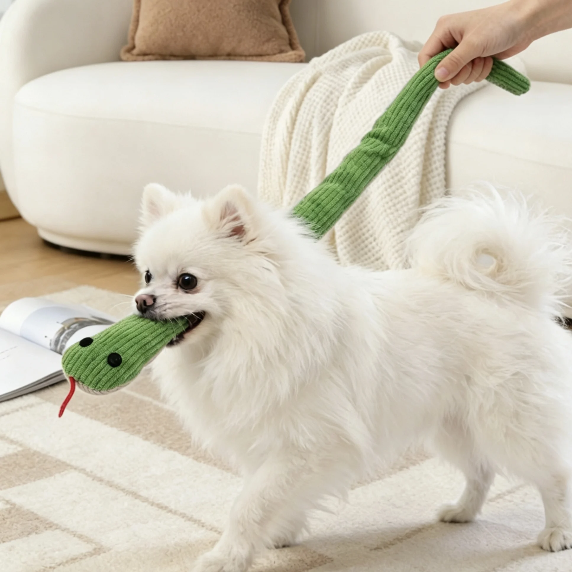 Snake Dog Toy Self-Entertainment Chewing Crinkle Paper Sound-Producing Interactive Cat Toy Kitten Teaser Wand for Young Cats