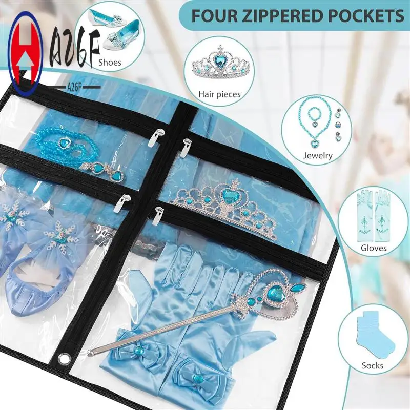 

A26F-2 упаковки прозрачных танцевальных сумок для танцоров с 4 карманами, 40-дюймовая детская танцевальная сумка для одежды для путешествий и танцев