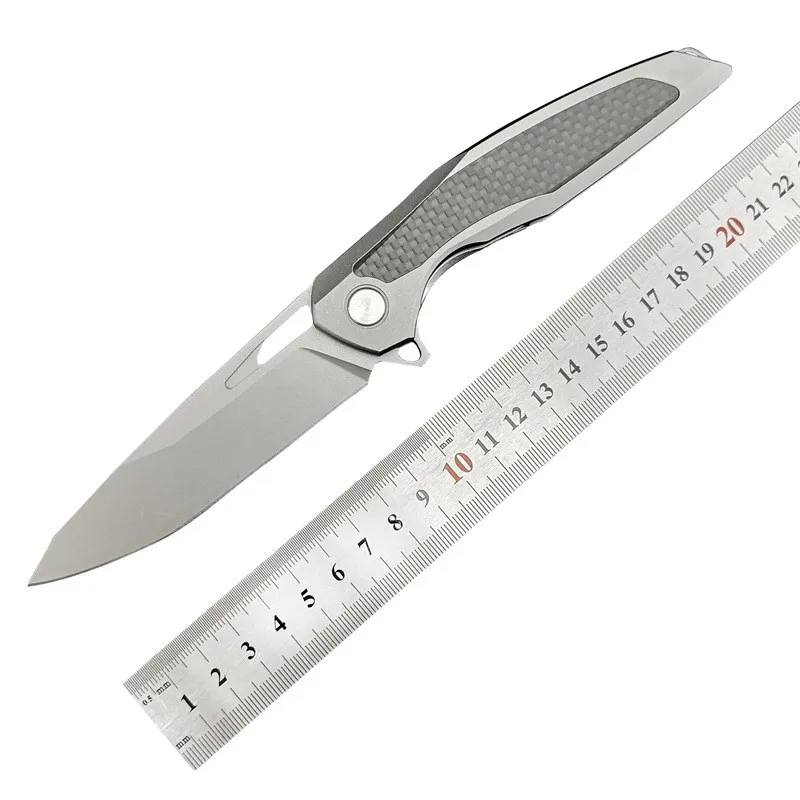 

Kesiwo F95NL Folding Knife CF+Steel Handle D2 Blade Ball Bearing Flipper Camping Survival Outdoor Tactical EDC Kitchen Knife