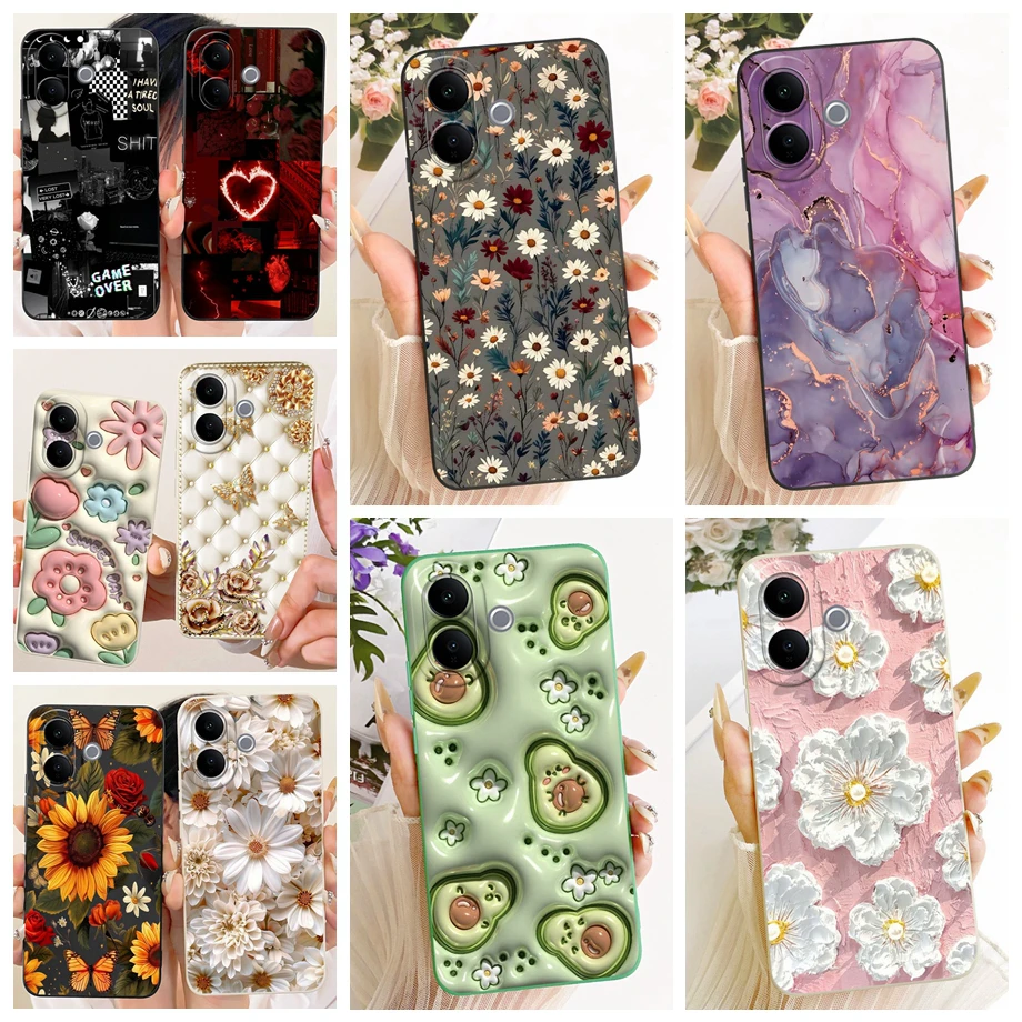 Floral Daisy Sunflower Fundas für Vivo V60 Lite V60 5G Handyhülle Vivo V2530 V2511 Cover Flüssigsilikon Weiche stoßfeste Stoßstange