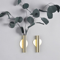 Nordic Stainless Steel Wall Flower Vase Rose Golden Flower Holder Flowerpot Home Decoration Living Room Wall Flower Vase Rack